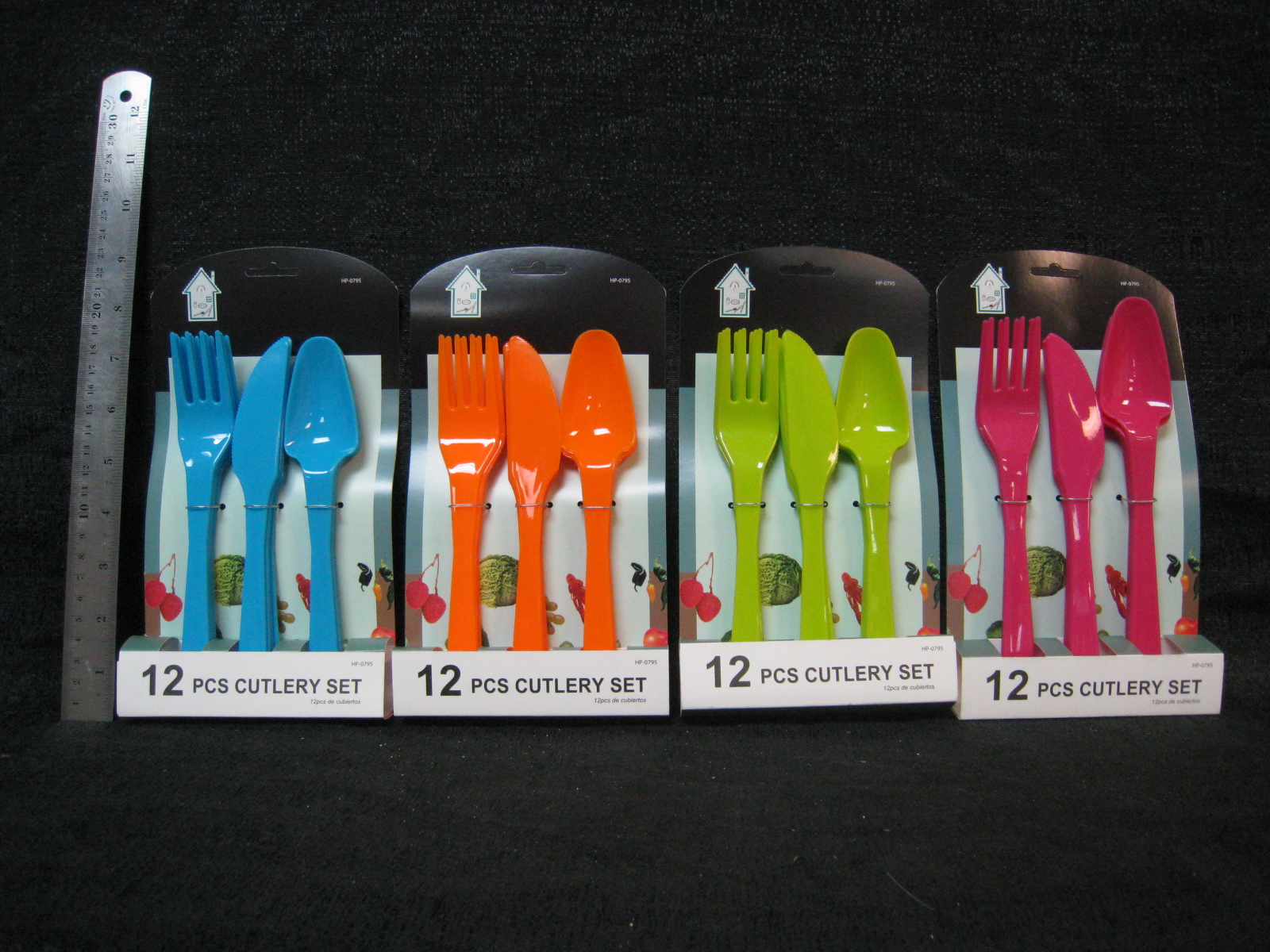 PL. 12PC CUTLERY SET TIE ON CARD 48ST/CS
